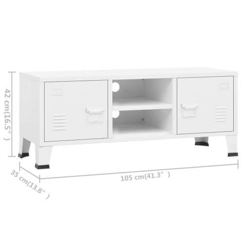 Industrijski TV ormarić bijeli 105 x 35 x 42 cm metalni Cijena