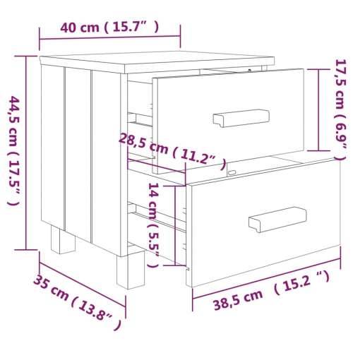 Noćni ormarići HAMAR 2 kom tamnosivi 40x35x44,5 cm od borovine - Tamno siva 2 Cijena