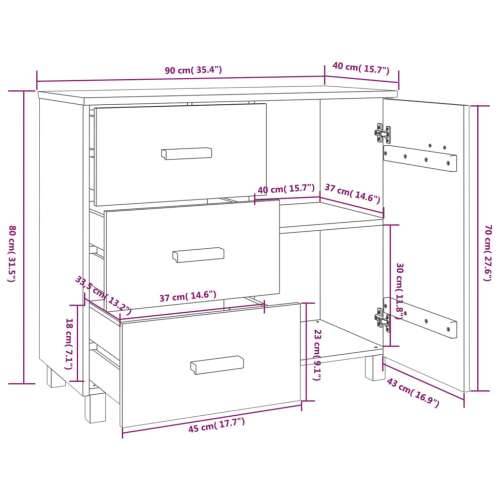 Komoda HAMAR tamnosiva 90 x 40 x 80 cm od masivne borovine - Tamno siva 1 Cijena