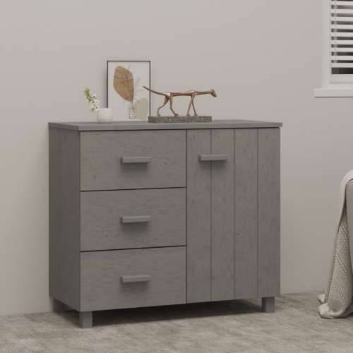 Komoda HAMAR svjetlosiva 90 x 40 x 80 cm od masivne borovine - Svjetlosiva 1 Cijena