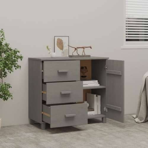 Komoda HAMAR svjetlosiva 90 x 40 x 80 cm od masivne borovine - Svjetlosiva 1 Cijena