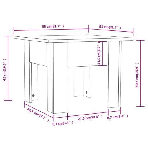 Stolić za kavu bijeli 55 x 55 x 42 cm od konstruiranog drva - Bijela 55 x 55 x 42 cm 1 Cijena