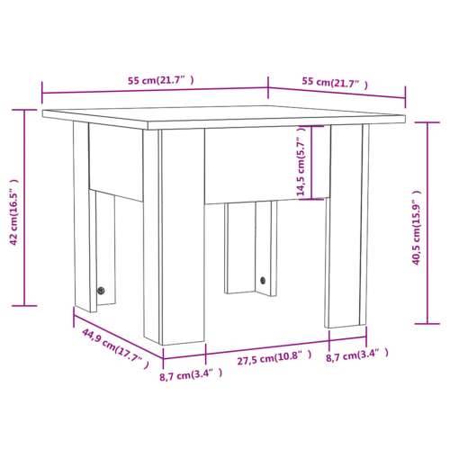 Stolić za kavu siva boja betona 55 x 55 x 42 cm od iverice - Beton siva 55 x 55 x 42 cm 1 Cijena