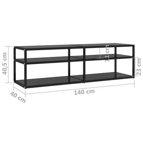 TV ormarić crni 140 x 40 x 40,5 cm od kaljenog stakla - Crna 1 140 cm Cijena