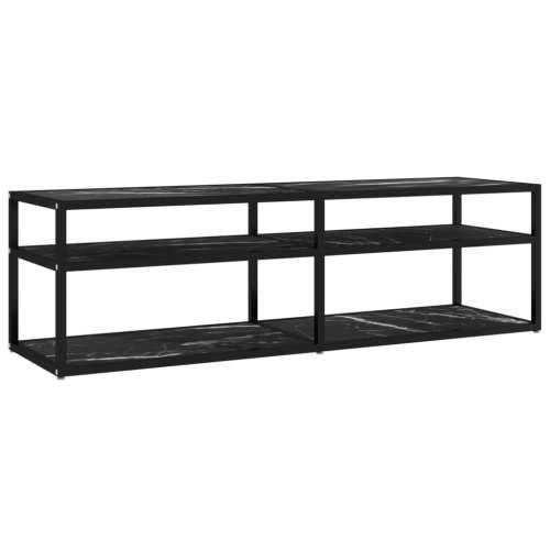 TV ormarić boja crnog mramora 140x40x40,5 cm od kaljenog stakla - Crna i crni mramor 1 140 cm Cijena