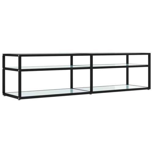 TV ormarić boja bijelog mramora 160x40x40,5 cm kaljeno staklo - Crna i bijeli mramor 1 160 cm Cijena
