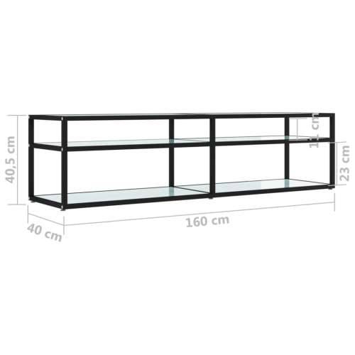 TV ormarić boja bijelog mramora 160x40x40,5 cm kaljeno staklo - Crna i bijeli mramor 1 160 cm Cijena
