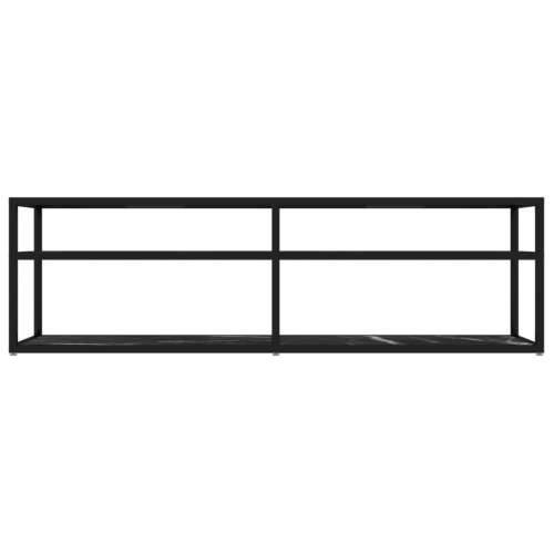 TV ormarić boja crnog mramora 160 x 40 x 40,5 cm kaljeno staklo - Crna i crni mramor 1 160 cm Cijena