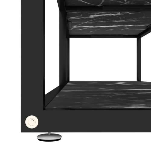 TV ormarić boja crnog mramora 160 x 40 x 40,5 cm kaljeno staklo - Crna i crni mramor 1 160 cm Cijena