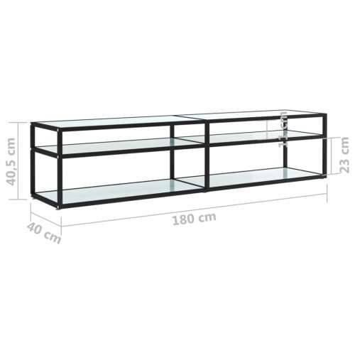 TV ormarić boja bijelog mramora 180x40x40,5 cm kaljeno staklo - Crna i bijeli mramor 1 180 cm Cijena