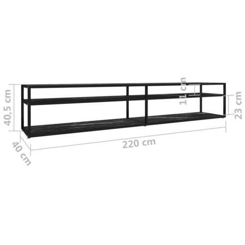 TV ormarić boja crnog mramora 220 x 40 x 40,5 cm kaljeno staklo Crna i crni mramor 1 220 cm Cijena