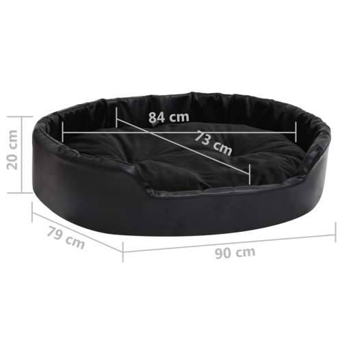 Krevet za pse crni 90 x 79 x 20 cm od pliša i umjetne kože - Crna 90 x 79 x 20 cm Cijena