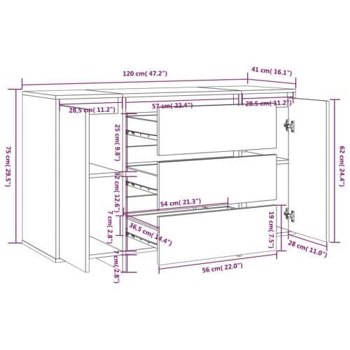 Komoda s 3 ladice bijela 120 x 41 x 75 cm konstruirano drvo - Bijela 1 Cijena