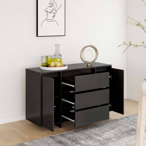Komoda s 3 ladice crna 120 x 41 x 75 cm konstruirano drvo - Crna 1 Cijena