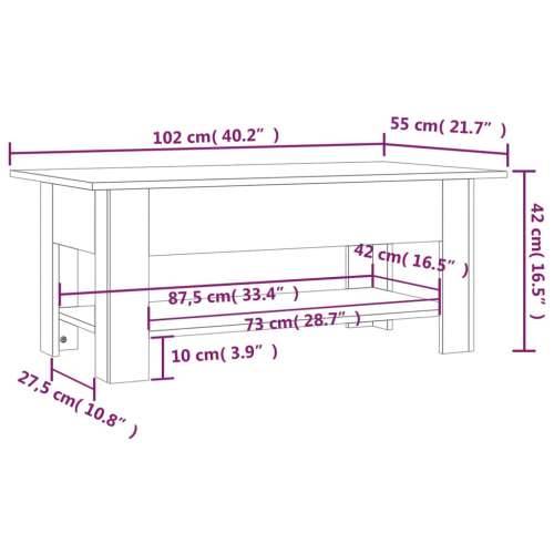 Stolić za kavu boja hrasta 102x55x42 cm konstruirano drvo - Sivi hrast sonoma 102 x 55 x 42 cm 1 Cijena