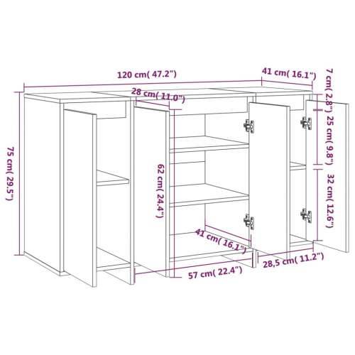Komoda siva boja betona 120 x 41 x 75 cm od konstruiranog drva - Beton siva 1 Cijena