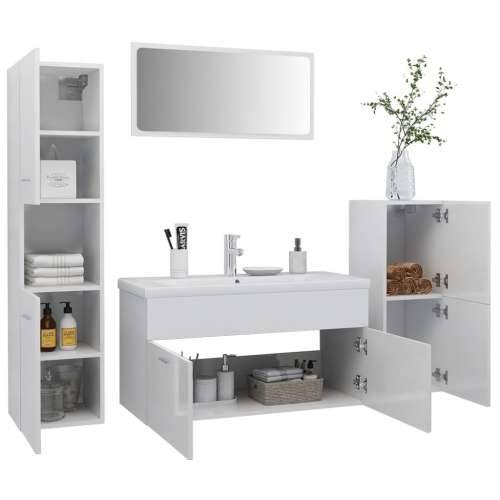 Set kupaonskog namještaja konstruirano drvo visoki sjaj bijeli - Visoko sjajno bijela 90 x 38.5 x 46 cm 1 Cijena
