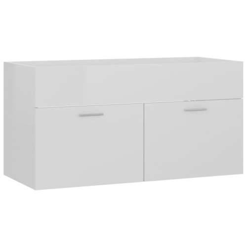 Set kupaonskog namještaja konstruirano drvo visoki sjaj bijeli - Visoko sjajno bijela 90 x 38.5 x 46 cm 1 Cijena