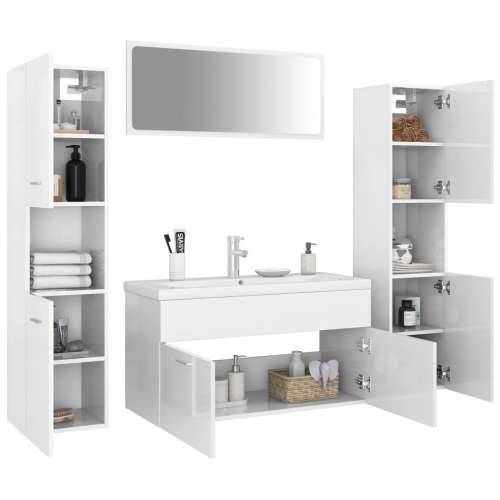 Set kupaonskog namještaja konstruirano drvo visoki sjaj bijeli - Visoko sjajno bijela 90 x 38.5 x 46 cm 1 Cijena
