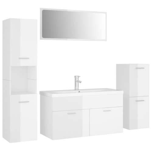 Set kupaonskog namještaja konstruirano drvo visoki sjaj bijeli - Visoko sjajno bijela 90 x 38.5 x 46 cm 1 Cijena