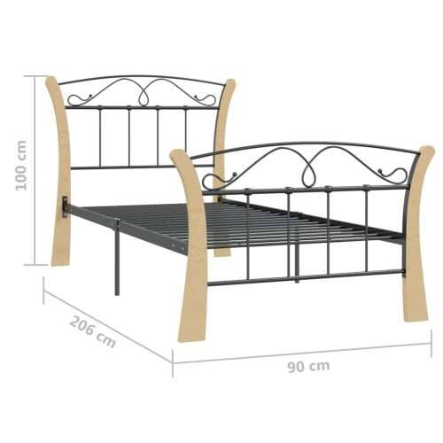 Okvir za krevet crni metalni 90 x 200 cm - black and light brown 90 x 200 cm Cijena