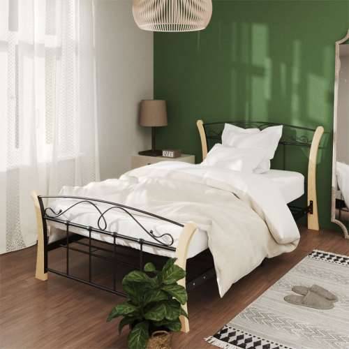 Okvir za krevet crni metalni 100 x 200 cm - black and light brown 100 x 200 cm Cijena