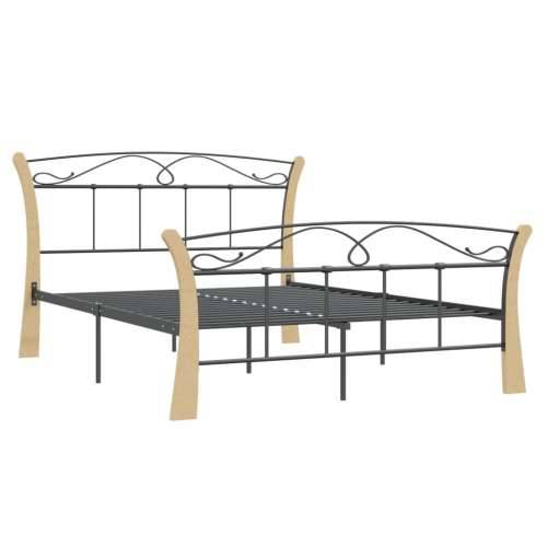 Okvir za krevet crni metalni 120 x 200 cm - crna i svijetla boja drva 120 x 200 cm Cijena