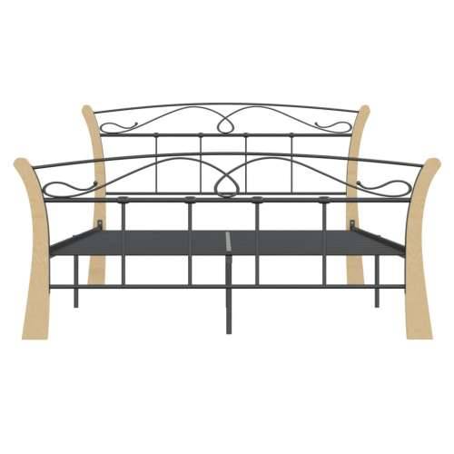 Okvir za krevet crni metalni 120 x 200 cm - crna i svijetla boja drva 120 x 200 cm Cijena
