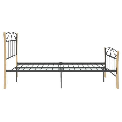 Okvir za krevet crni metalni 120 x 200 cm - crna i svijetla boja drva 120 x 200 cm Cijena
