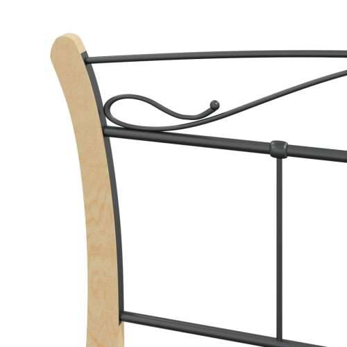 Okvir za krevet crni metalni 120 x 200 cm - crna i svijetla boja drva 120 x 200 cm Cijena