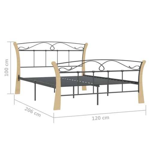 Okvir za krevet crni metalni 120 x 200 cm - crna i svijetla boja drva 120 x 200 cm Cijena