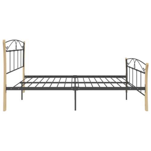 Okvir za krevet crni metalni 200 x 200 cm - crna i svijetla boja drva 200 x 200 cm Cijena