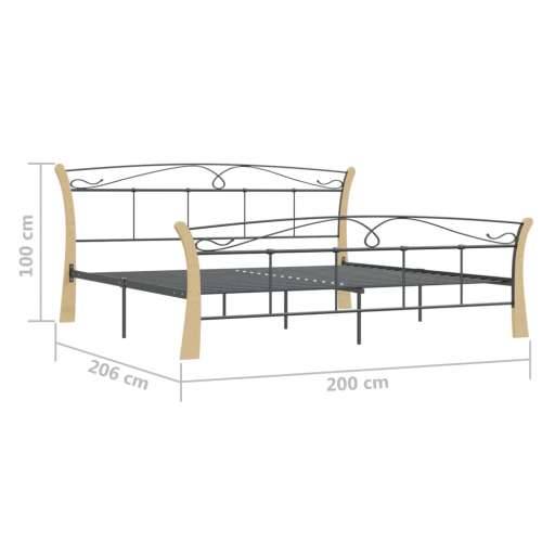 Okvir za krevet crni metalni 200 x 200 cm - crna i svijetla boja drva 200 x 200 cm Cijena