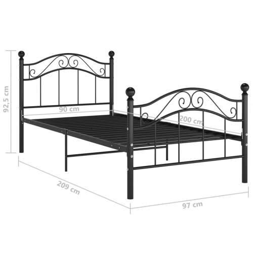 Okvir za krevet crni metalni 90 x 200 cm Crna 90 x 200 cm Cijena