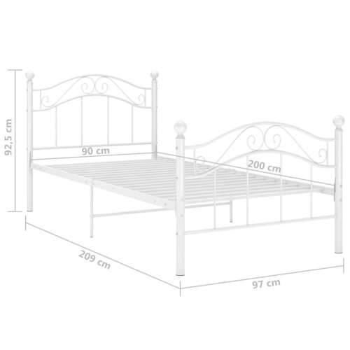 Okvir za krevet bijeli metalni 90 x 200 cm - Bijela 90 x 200 cm Cijena