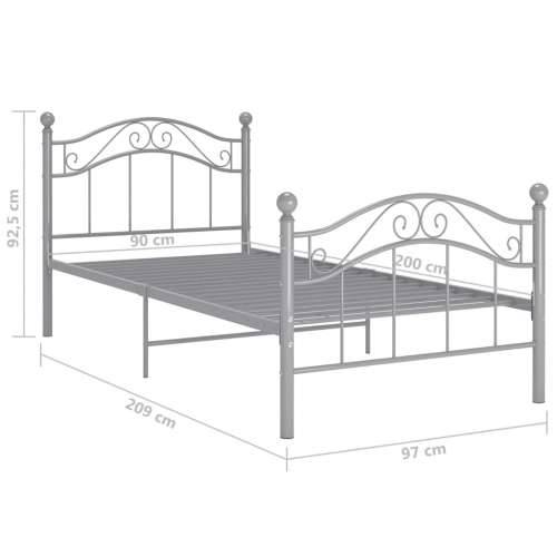 Okvir za krevet sivi metalni 90 x 200 cm Siva 90 x 200 cm Cijena