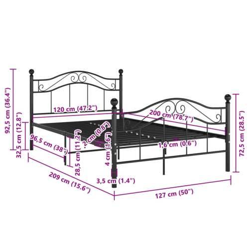 Okvir za krevet crni metalni 120 x 200 cm - Crna 120 x 200 cm Cijena