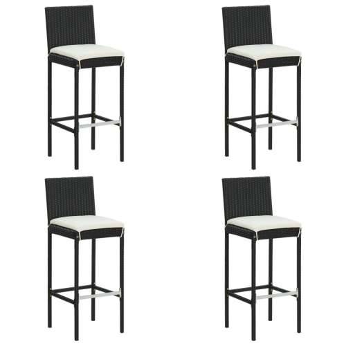 5-dijelni vrtni barski set od poliratana s jastucima crni - Crna Dužina stola 80 cm 4 Cijena
