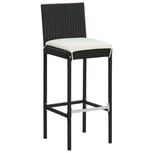 5-dijelni vrtni barski set od poliratana s jastucima crni - Crna Dužina stola 80 cm 4 Cijena