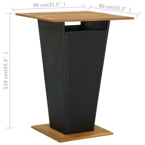 5-dijelni vrtni barski set od poliratana s jastucima crni - Crna Dužina stola 80 cm 4 Cijena