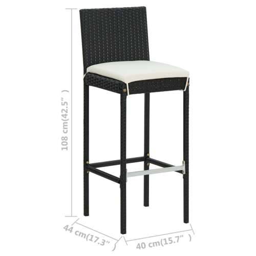 5-dijelni vrtni barski set od poliratana s jastucima crni - Crna Dužina stola 80 cm 4 Cijena