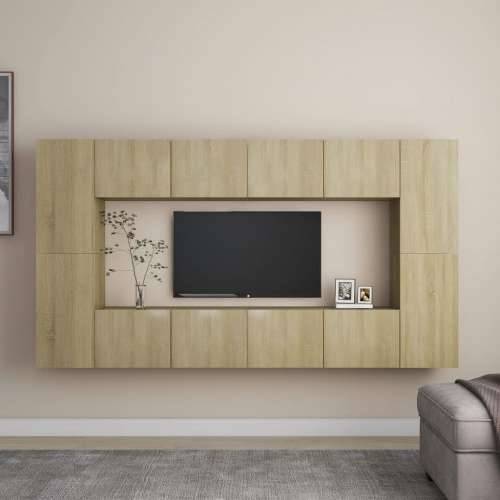 8-dijelni set TV ormarića boja hrasta sonome konstruirano drvo - sonoma hrast 1 80 cm Cijena