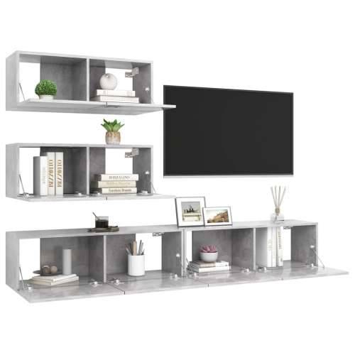 4-dijelni set TV ormarića siva boja betona konstruirano drvo - Beton siva 4 100 cm Cijena