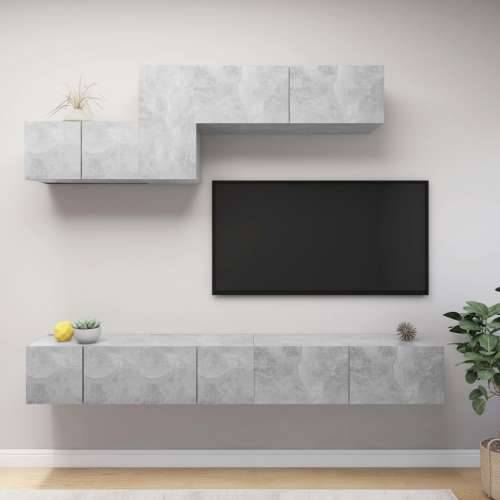 6-dijelni set TV ormarića siva boja betona konstruirano drvo - Beton siva 6 100 cm Cijena