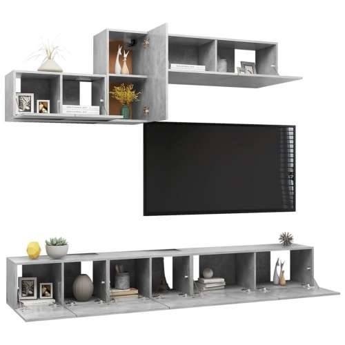 6-dijelni set TV ormarića siva boja betona konstruirano drvo - Beton siva 6 100 cm Cijena