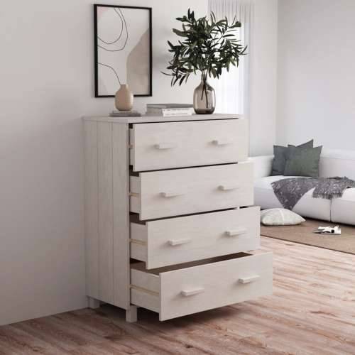 Komoda HAMAR bijela 79 x 40 x 103,5 cm od masivne borovine - Bijela 1 Cijena