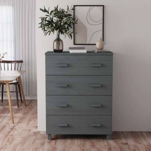 Komoda HAMAR tamnosiva 79 x 40 x 103,5 cm od masivne borovine - Tamno siva 1 Cijena