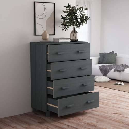 Komoda HAMAR tamnosiva 79 x 40 x 103,5 cm od masivne borovine - Tamno siva 1 Cijena