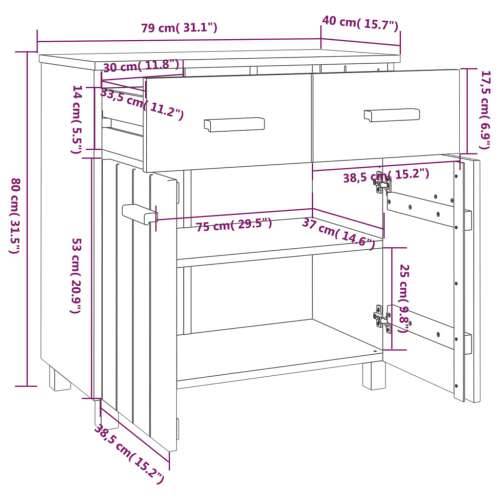 Komoda HAMAR boja meda 79 x 40 x 80 cm od masivne borovine boja meda 1 Cijena