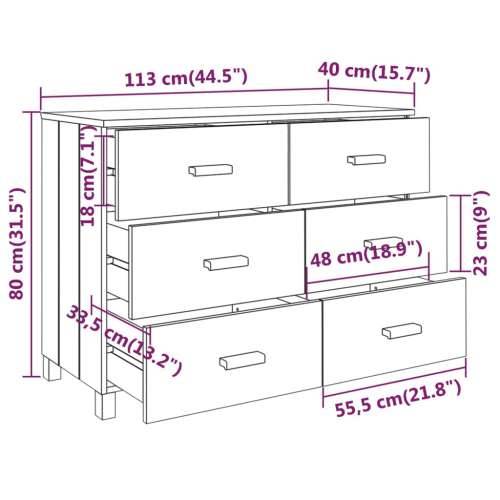 Komoda HAMAR boja meda 113 x 40 x 80 cm od masivne borovine - boja meda 1 Cijena